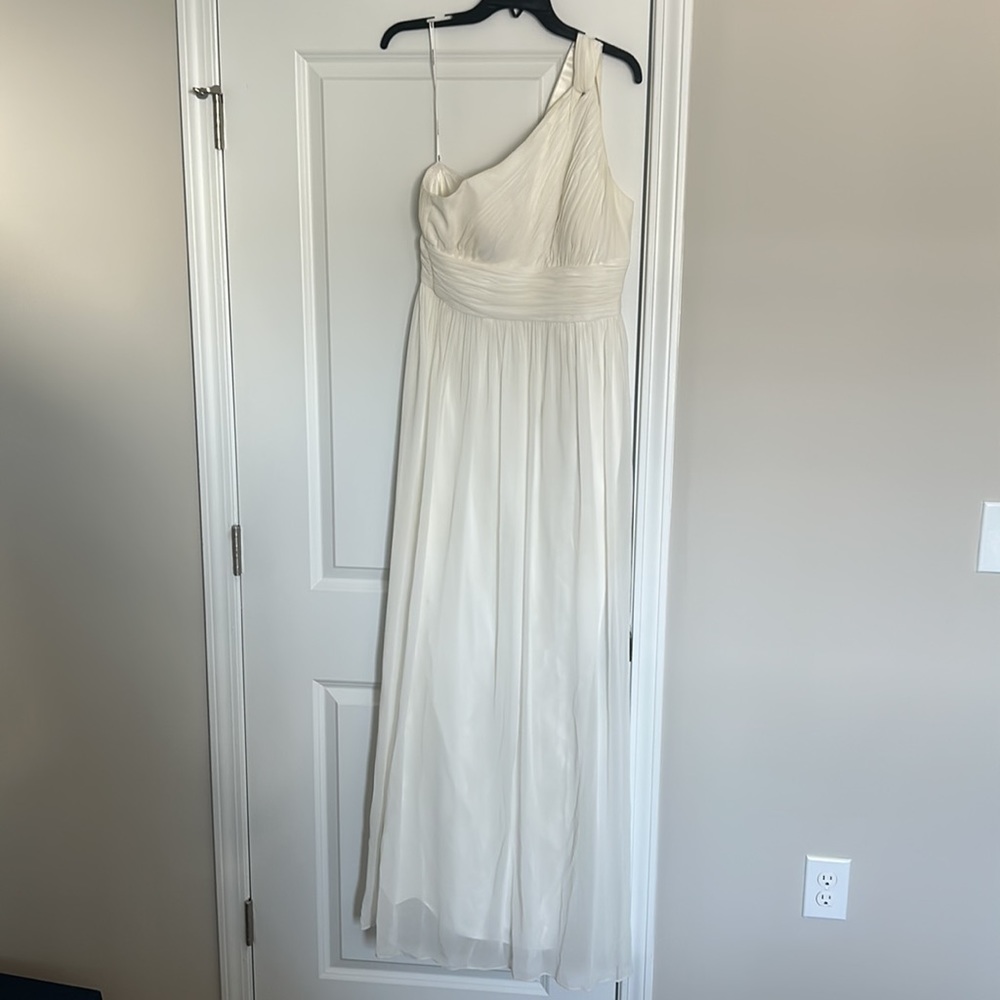 Donna Morgan long white dress- one shoulder